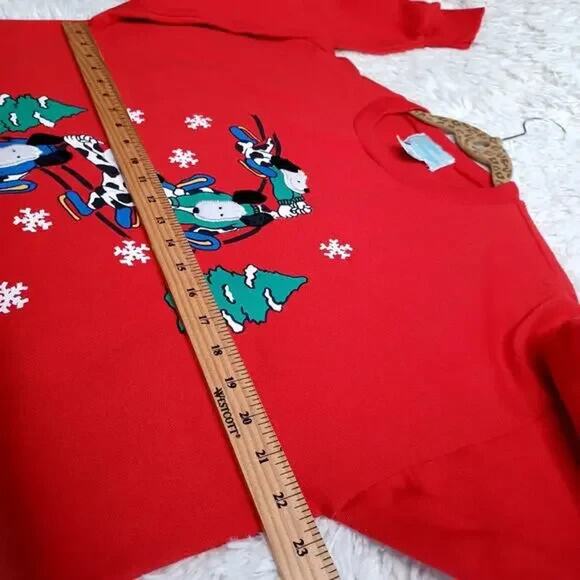 VINTAGE 80's Comfort Exchange Christmas Cute Dogs Ski Red Nightgown Unisex M - Picture 6 of 9